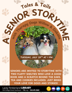 Tales & Tails: A Senior Storytime with Therapy Dogs Willow & Dakota @ Lacey Timberland Library
