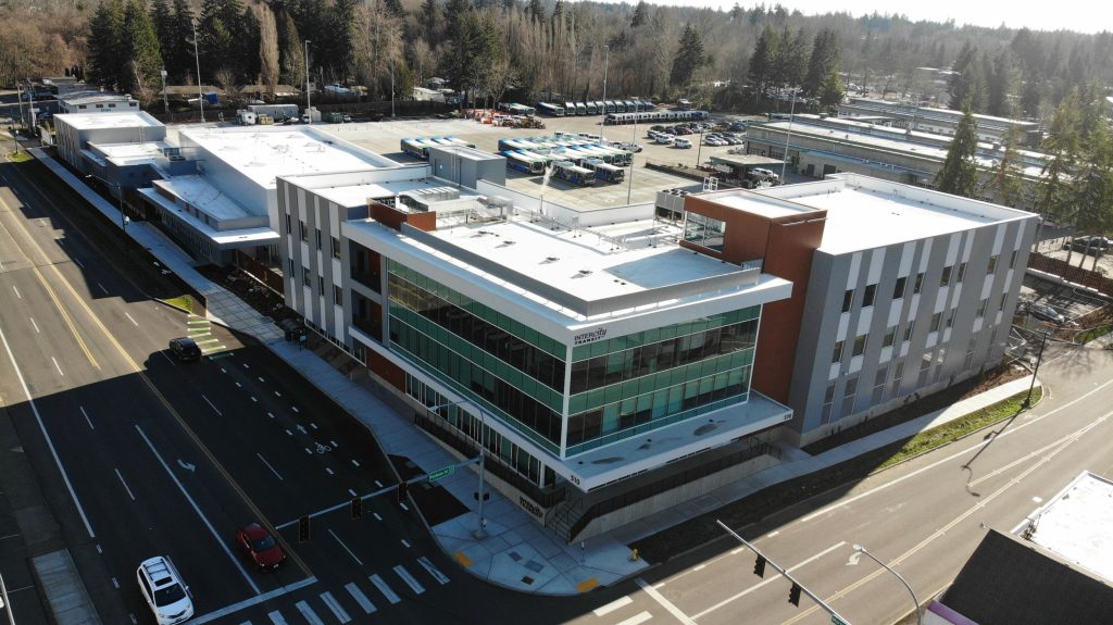 an aerial photo of the Intercity Transit building
